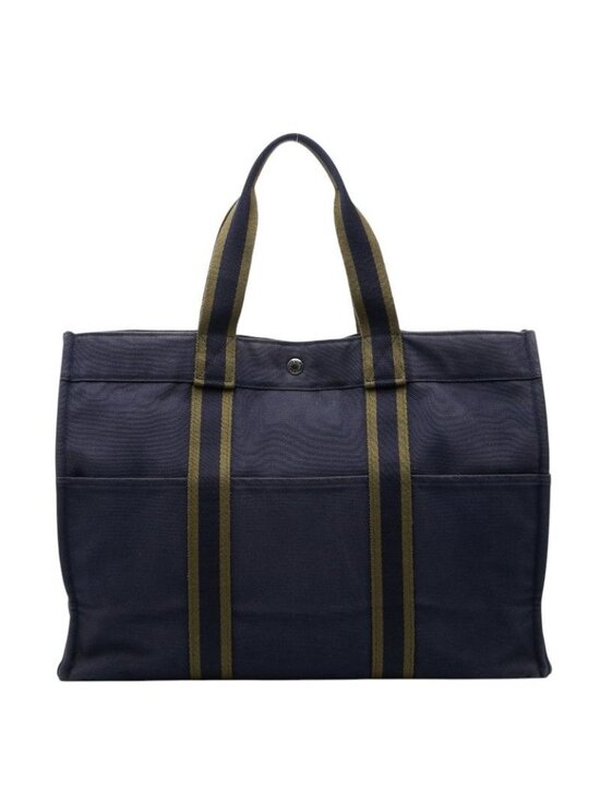 Hermes Handbags - Hermes Fourre Tout GM Tote Navy Khaki Canvas